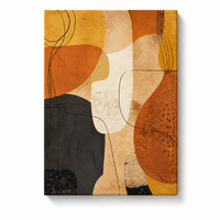 Tableau abstrait géométrique bohème en terre cuite, impression sur toile, affiche murale, formes aux tons chauds de la terre, personnalisable, à suspendre, pour la maison et l'hôtel