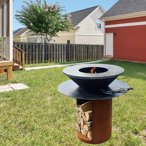 Forniture da Giardino: Barbecue Multifunzione in Acciaio Corten per Patio, Griglia da Esterno e <span class=keywords><strong>Cucina</strong></span> - Product Image 6