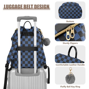 Nuevo Producto, Mochila Deportiva Personalizada Azul a Cuadros, Cierre de Cremallera, Diseño con Patrón de Personajes - Product Image 4