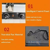 Machine à Taiyaki Électrique Portable Commerciale Automatique pour Gaufres en Forme de Poisson Personnalisées pour Restaurants et Hôtels