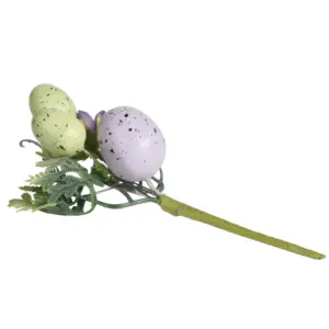 부활절 인공 꽃다발 가지 현실적인 고사리 잎 나무 나뭇 가지 부활절 다채로운 계란 DIY 꽃꽂이