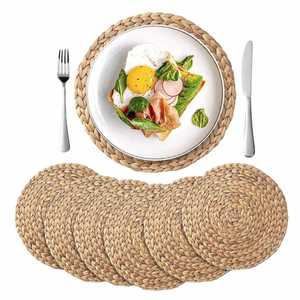 Support de pot en paille tressée écologique promotionnel, tapis isolant épais, style rustique bohème, dessous de plat en nénuphar naturel, personnalisable - Product Image 1