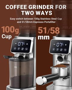 Moulin à café électrique à meules en acier inoxydable avec réglages ajustables pour hôtel, camping-car, voiture - Livraison directe disponible - Product Image 3