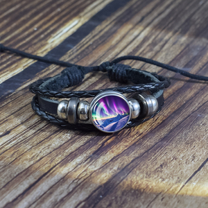 Nouveau <span class=keywords><strong>Bracelet</strong></span> aurores boréales polaire aurore boréale verre dôme cuir tissage Bracelets pour femmes hommes bracelets astronomiques bijoux - Product Image 3