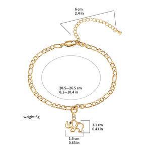 Pulsera <span class=keywords><strong>de</strong></span> Tobillo Chapada en Oro <span class=keywords><strong>de</strong></span> 24k con Diseño <span class=keywords><strong>de</strong></span> Elefante para <span class=keywords><strong>Mujer</strong></span>, Joyería <span class=keywords><strong>de</strong></span> Acero Inoxidable, Estilo Cubano con Mariposa - Product Image 4