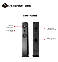Système de haut-parleurs home cinéma Hypersound Black Wood Grain 5.0CH Surround Sound avec construction en MDF SP-6360