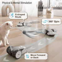 Mainan Kucing Interaktif Penghilang Kebosanan 3 in 1 Fungsional 2 Kecepatan USB Rechargeable Hanging Feather Teaser Automatic Moving Mouse