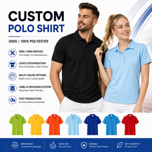 Camiseta Polo Personalizada para Hombre, 100% Poliéster, 200G, Color Sólido, Manga Corta, Ropa Casual, OEM, Venta al Por Mayor - Product Image 1
