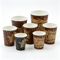 Gobelet en papier jetable personnalisable, motif feuille kraft, qualité alimentaire, simple paroi, feuille d'or, étanche, écologique, pour boissons chaudes