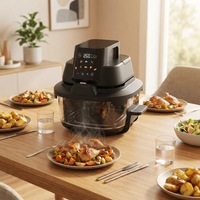 Friteuse à air portable 1600W, carrée, moderne, double panier en verre, capacité 1,8-4,5L, contrôle numérique, design compact