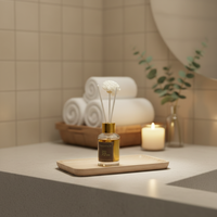 Diffuseur d'ambiance écologique avec bâtonnets en rotin et flacon en verre pour parfumer la maison – Parfum et taille personnalisables – Lavande – Non toxique