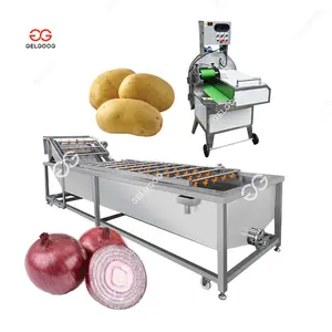 Gelgoog Slice Washing Machinery Small Onion Potato Chips Cleaning Peeling And Cutting Machine