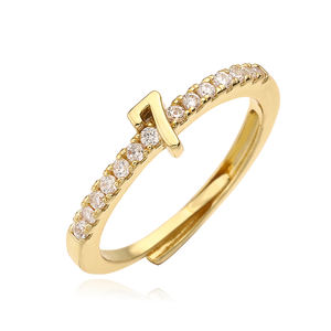 Venta al por mayor Simple 18K chapado en oro 0-9 números arábigos anillos <span class=keywords><strong>de</strong></span> dedo letra árabe anillo Zirconia cúbica anillo ajustable - Product Image 5