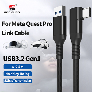 Nhà Sản Xuất Hot Bán Dài Chiều Dài 5M 16.4ft Không Có Sự Chậm Trễ Hợp Kim Nhôm Nylon Bện Trái Phải Góc 90 Độ USB C Cáp - Product Image 5