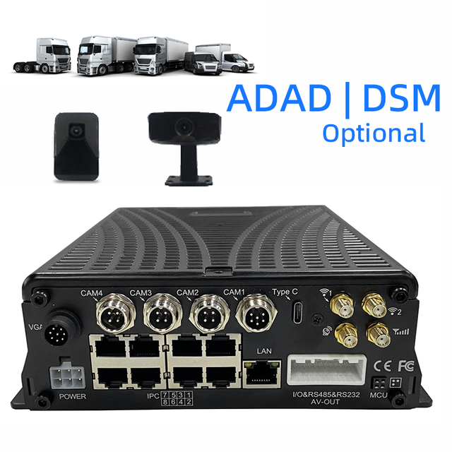Professional ADAS DSM Mobile DVR | 8CH AI Vehicle Safety Camera System GPS/WiFi/4G 1080P Resolution Split-Screen Display 9-36V