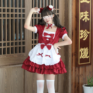Maid Costume Red White Lolita Dress Anime Cosplay Outfit Plus Size Polyester Fiber Women's Role Play Clothing - Product Image 3