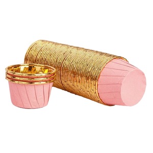 Pink And Gold Rolled Rim Cupcake Liners Medium Size For Birthday <b>Cake</b> <b>Decorating</b> <b>Supplies</b> - Product Image 5