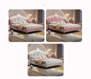 Letto per Bambini in Legno Massello Moderno e Minimalista, Design Corona Rosa, Durevole ed Ecologico per la Camera delle Bambine - Product Image 1