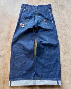 Tùy Chỉnh Thiết Kế Lỏng Lẻo Rộng Thẳng Chân Lung Quá Khổ Cao Eo Axit Rửa Đau Khổ Cổ Điển Denim Quần Baggy Jeans Người Đàn Ông - Product Image 2