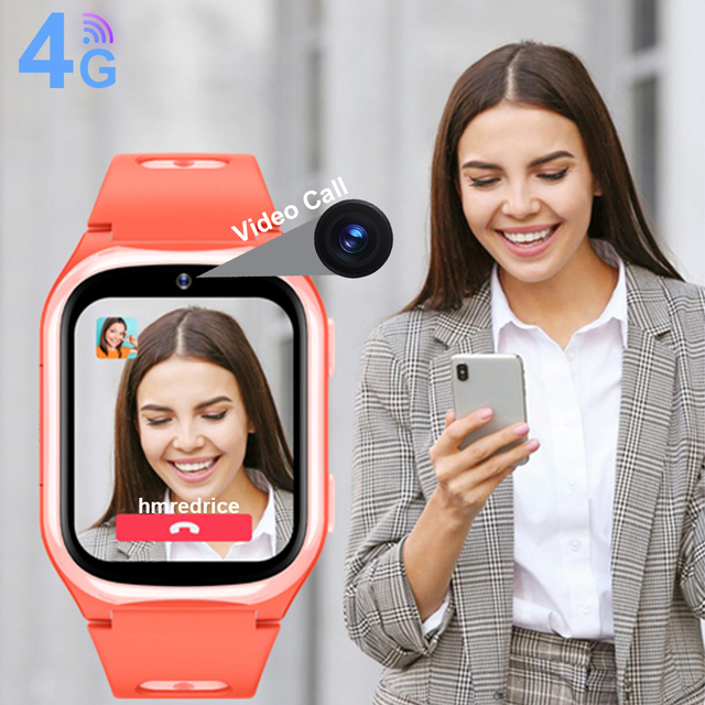 GPS Tracker 4G Kids Watch with GPS Navigation Silica Gel Band Video Call 7 Games TFT Display IP67 Waterproof SOS Emergency Alert