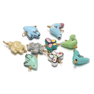 Colgante de gota floral de cerámica de encanto de porcelana azul y blanco chino para pendientes de colgante joyería que hace - Product Image 4