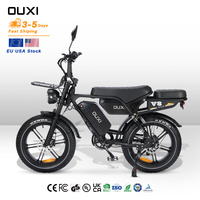 Vélo Électrique Tout-Terrain à Pneus Larges avec Moteur au Moyeu, Stock UE/USA, Urbain & Sportif, 48V 750W/1000W, Longue Autonomie, 20 Pouces, 60AH, 200km, E-Bike OUXI V8