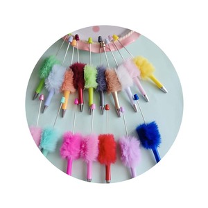 Penne a sfera con perline di peluche Creative fai da te penne a sfera in rilievo in stile carino accessori da ufficio in peluche - Product Image 4