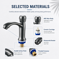 Robinet de lavabo moderne en plastique à un seul trou avec cartouche céramique, monocommande, bec extractible pour eau froide, pour lavabo de salle de bain