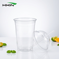 Gobelets à smoothie Kingstar 20 oz en PET transparent de qualité supérieure avec couvercles à dôme prêts à l'emploi pour les bars à jus