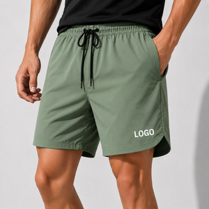 Pantalones Cortos Deportivos Casuales para Hombre, Color Marrón Oscuro, de Secado Rápido, con Cordón en la Cintura y Logotipo Estampado, Tejido Ligero - Product Image 4