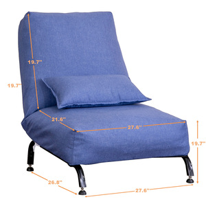 <b>Fabric</b> Armless <b>Chair</b> Blue 51.2x27.5x7.8 In Living Room <b>Recliner</b> - Product Image 4