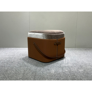 New Style Modern Brown Velvet Bar <b>Stool</b> Square Chair Hotel Apartment <b>Office</b> Building Living Room Seat <b>Stool</b> Modern Bar <b>Stool</b> - Product Image 2