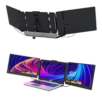 Écran portable triple 14 pouces IPS 1080p FHD pour ordinateur portable, double moniteur LCD sans pilote requis, faible lumière bleue pour le télétravail et le travail à domicile