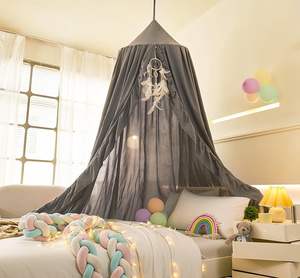 Moustiquaire grise pour lit d'enfant, moustiquaire romantique ronde pour bébé fille, couvre-lit, baldaquin pour chambre d'enfant - Product Image 5