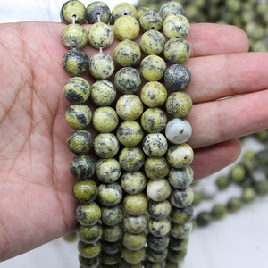 Natural Grass Yellow Turquoise Loose <b>Beads</b> Round <b>Stone</b> <b>Beads</b> For Bracelet Making Wholesale DIY Jewelry Making Supplies - Product Image 4