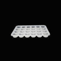 Barquette en plastique transparente carrée jetable de qualité alimentaire PP à 24 cavités pour emballage de wontons/siu mai/raviolis surgelés