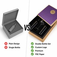 Boîte cadeau écologique pour deux bouteilles de vin violet or, logo personnalisé, emballage de vin rouge en bois de qualité supérieure, OEM ODM