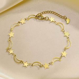 थोक डबल परत पायल कोई फीका निविड़ अंधकार स्टेनलेस स्टील के गहने महिलाओं के लिए पीवीडी सोना मढ़वाया मनका श्रृंखला पायल - Product Image 4