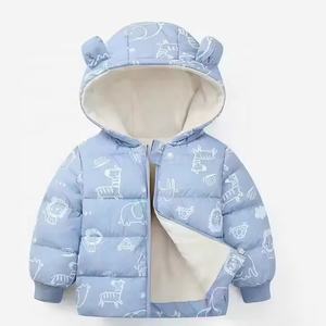 Doudounes chaudes moelleuses pour garçons et filles avec manches longues, à capuche, avec caractéristiques imperméables et coupe-vent, manteau d'hiver pour bébé - Product Image 5