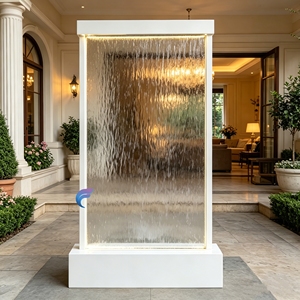 Modern Luxury LED Glass Waterfall Wall Stainless Steel Frame Rain Curtain Home Garden Decor - Product Image 5