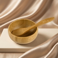 Bol et cuillère écologiques en bambou naturel pour mélanger les masques faciaux, kit d'outils de beauté pour la préparation de masques en poudre et l'application de maquillage DIY