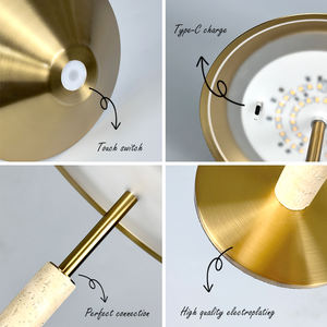 โคมไฟตั้งโต๊ะหินอ่อนทันสมัย แบบชาร์จไฟได้ <span class=keywords><strong>LED</strong></span> ปรับความสว่างได้ ไร้สาย ควบคุมด้วยระบบสัมผัส โครงสร้างโลหะยืดหยุ่น เป็นมิตรกับสิ่งแวดล้อม โคมไฟตั้งโต๊ะห้องนอนสุดหรู - Product Image 4