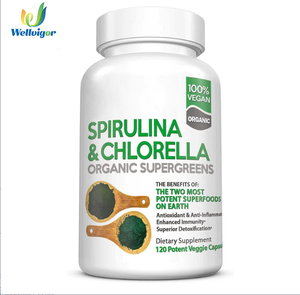 120 kapsul Spirulina Chlorella <span class=keywords><strong>Chlorophyll</strong></span> hijau Superfood Vegetarian Herbal suplemen untuk meningkatkan kepadatan tulang pertumbuhan rambut - Product Image 1