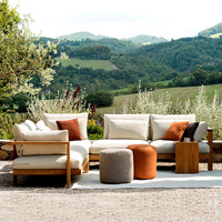Ensemble de canapé d'extérieur démontable, confortable, durable, écologique, imperméable, avec petite table basse, en teck massif, pour jardin et terrasse