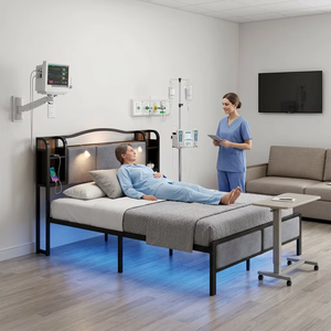 <span class=keywords><strong>Letto</strong></span> <span class=keywords><strong>Matrimoniale</strong></span> in Ferro con Partizione per Stoccaggio, Facile Montaggio, RGB e Funzione di Ricarica, Testiera in Acciaio Rinforzato - Product Image 3