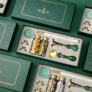 ชุดตราประทับขี้ผึ้ง 230 มม.x110 มม.x35 มม. พร้อมเม็ดขี้ผึ้ง 3 เม็ดและหัวทองแดงสำหรับปิดผนึกกระดาษ สมุดบันทึก กล่องของขวัญ - Product Image 1