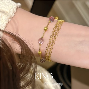 King Silver Jewelry Two Tone Amethyst Necklace <b>Bracelet</b> Set 925 Sterling Silver Plated Gold Women Fashion Gift - Product Image 5