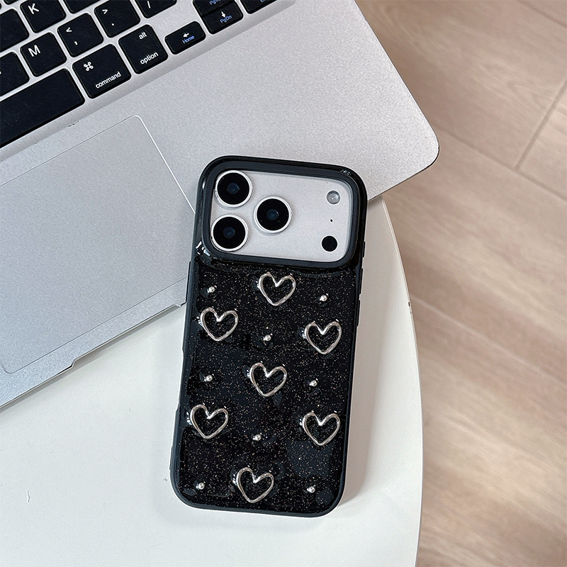 Silver Beaded Hollow Heart