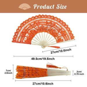 Abanicos de mano de boda de encaje personalizado de 27cm de alta calidad con mango de Bambú - Product Image 4