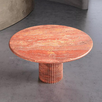 Table basse contemporaine moderne en pierre de travertin et marbre naturel pour salon, hôtel, garantie 1 an